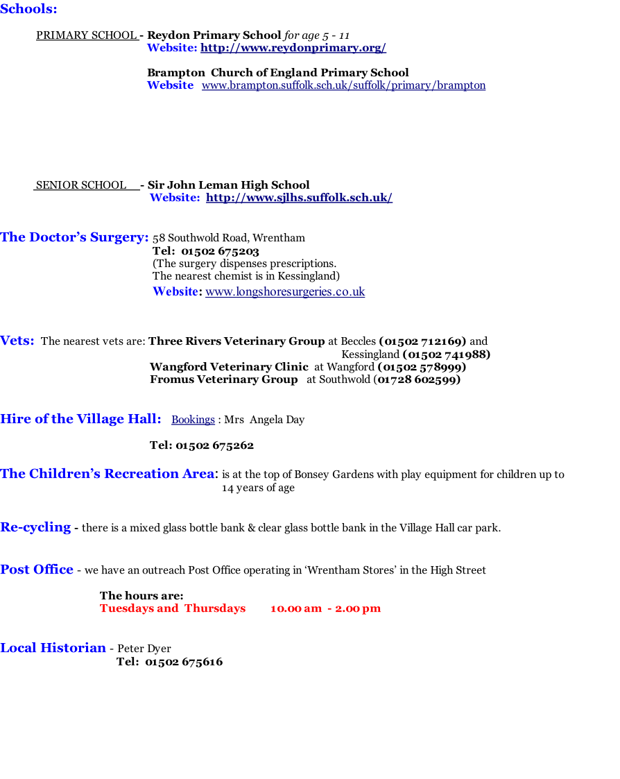 Information about Wrentham